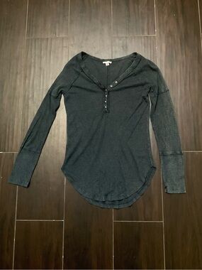 Melrose and Market Waffle-Knit Long Sleeve Henley Top